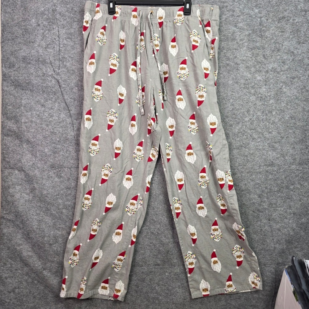 Old Navy Santa Claus Flannel Pajama Pants Gray Christmas Mens XXL 611978-12